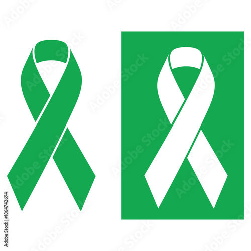 green and white awareness ribbons for health causes and support
