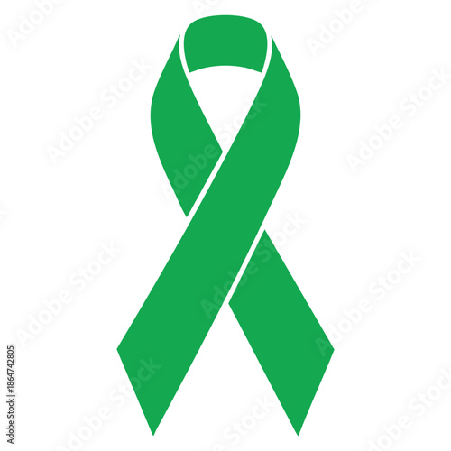 Green awareness ribbon symbol for health and support causes