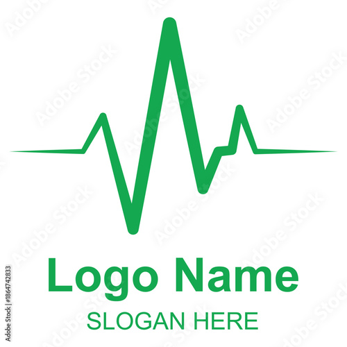Green heart rate line logo with text space for custom name and slogan