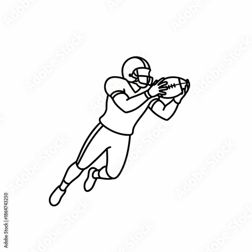 American Football Player Catching Ball Illustration.