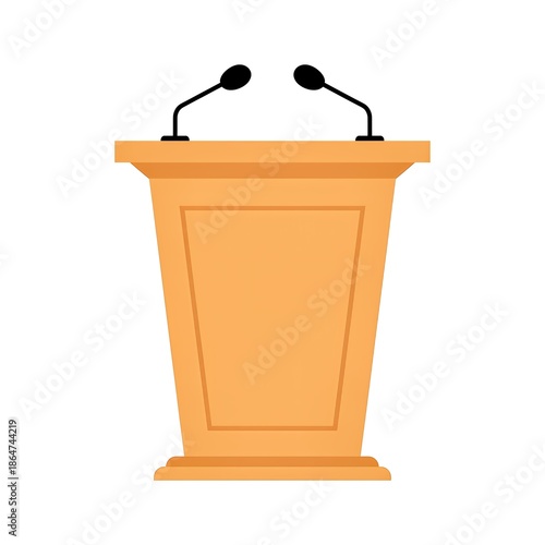 Simple podium with two microphones for public speaking events