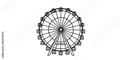 Ferris wheel line art silhouette vector illustration
