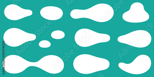 White irregular shapes on teal background