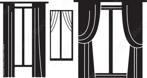 Curtain and drapery designs in black and white