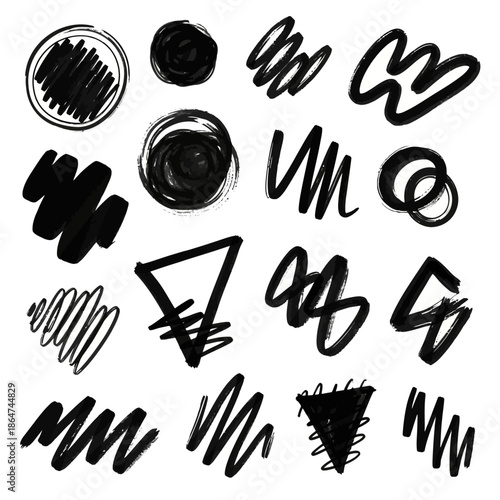 Collection of Hand Drawn Abstract Shapes.