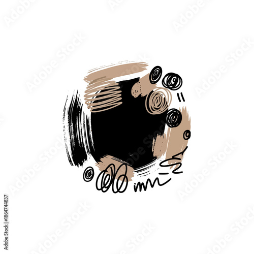 Black Coffee Cup with Coffee Beans.