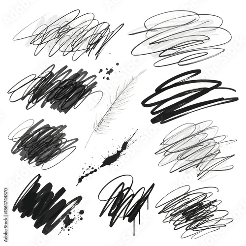 Black and White Brush Stroke Patterns.