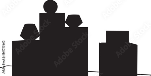 Geometric shapes forming a cityscape silhouette