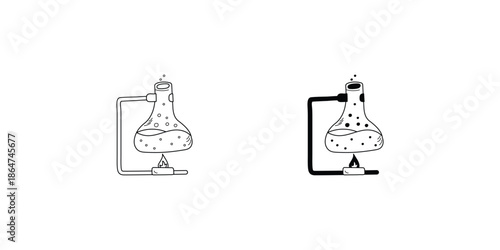Flask set icon with white background vector stock illustration