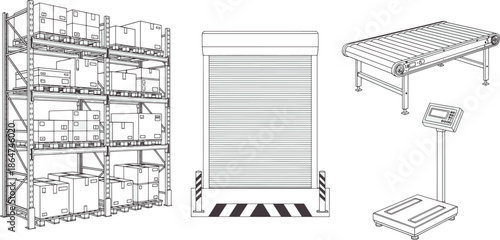 An illustrative look at the essential elements of a modern warehouse, showcasing a storage rack brimming with neatly stacked packages.