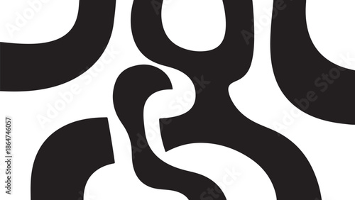 Abstract black and white shapes art design