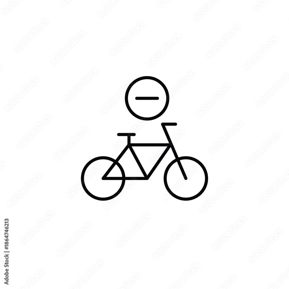 Obraz premium Bicycle and minus. Rental unavailable, ride cancelled. Pixel perfect, editable stroke vector icon