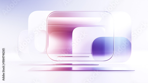 Abstract glass UI background with layered rounded shapes