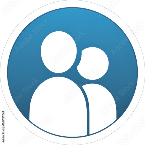Modern people icon in blue circle for business or social media use