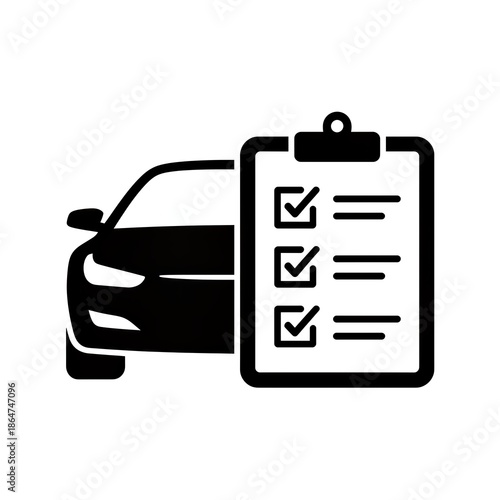 Car inspection checklist on clipboard for vehicle maintenance
