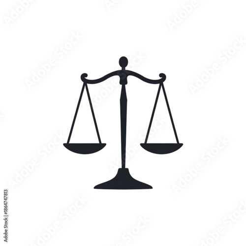 The Justice Scales icon. The symbol of the balance of the law. Scales in a flat design isolated on a white background.