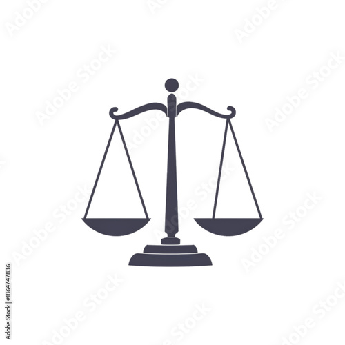 The Justice Scales icon. The symbol of the balance of the law. Scales in a flat design isolated on a white background.