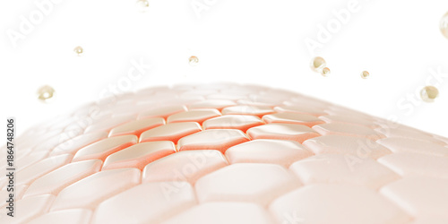 Bilde på lerret 3d dry skin with red spot and gold liquid bubbles