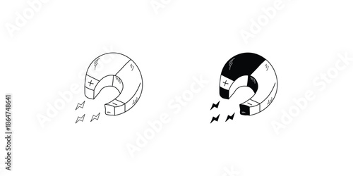Magnet set icon with white background vector stock illustration