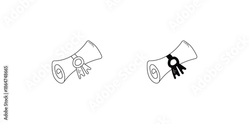 Diploma set icon with white background vector stock illustration