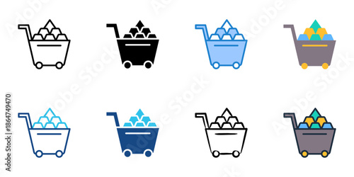 Raw materials icon set multiple style collection. Editable stroke 

