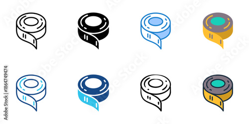 Steel coil icon set multiple style collection. Editable stroke 
