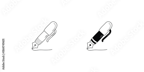 Pen set icon with white background vector stock illustration
