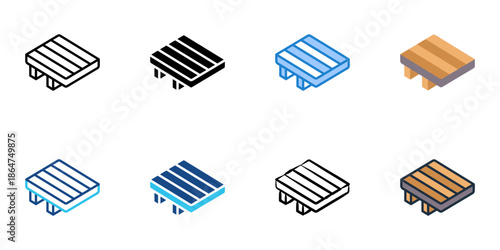 Pallet icon set multiple style collection. Editable stroke 
