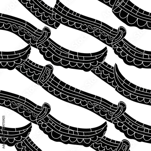 Black and White Scimitar Sword Patterns.
