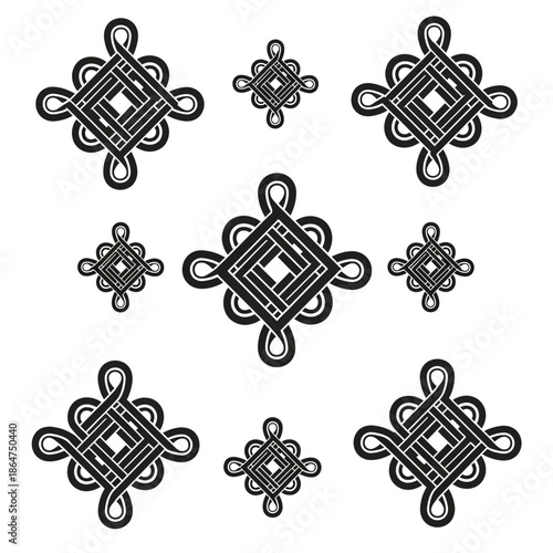 Intricate Celtic Knotwork Designs in Black and White.