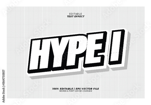Editable text effect with vector eps hype words on a gray background