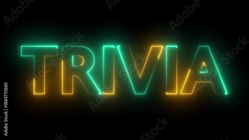 flickering neon trivia text animation. neon sign that flickers and glows with TRIVIA