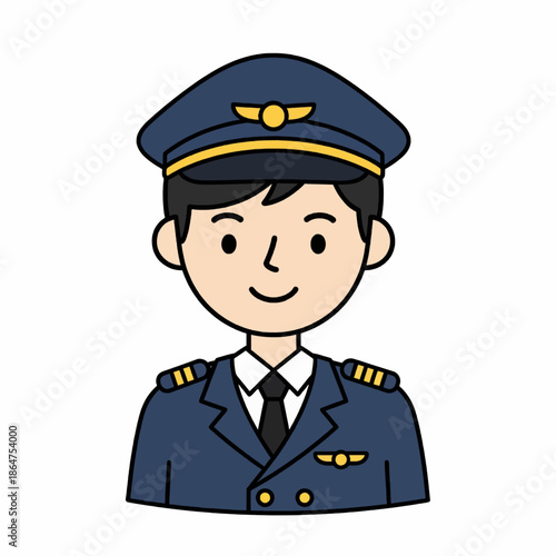 Pilot Icon with Aviator Wings Uniform 