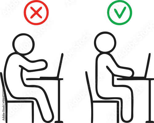 Correct Sitting Posture Ergonomic Vector Illustration
