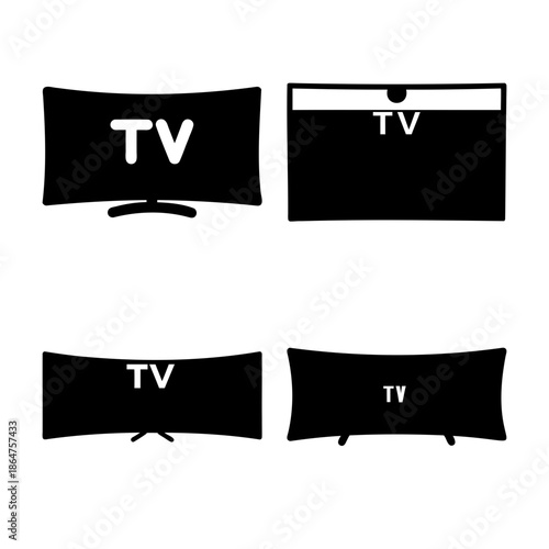 Television screen icon set showcasing various monitor shapes and designs Vector
