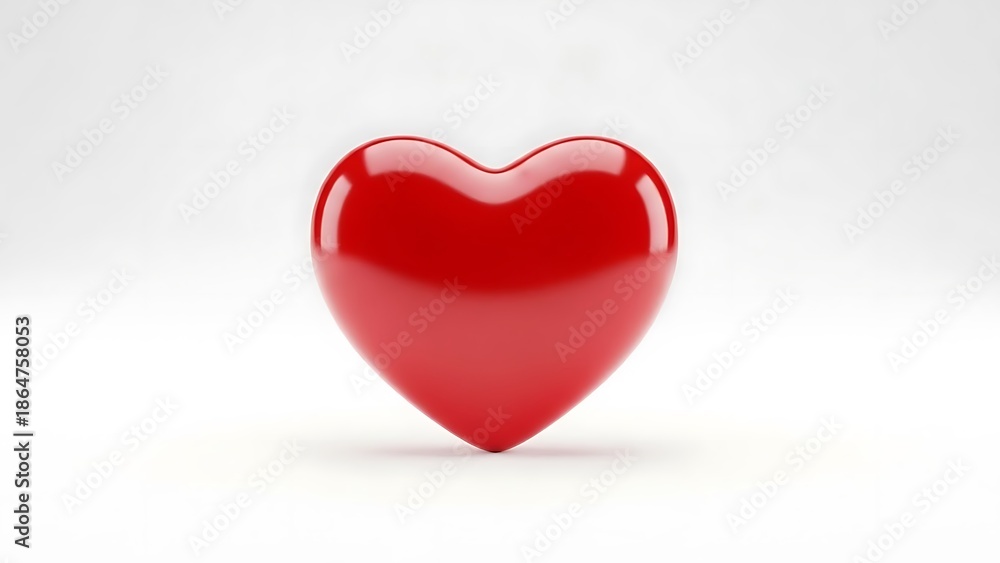 Fototapeta premium single shiny red heart object isolated on white background clean simple studio shot