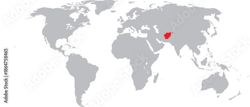 Afghanistan Highlighted on World Map Vector Design