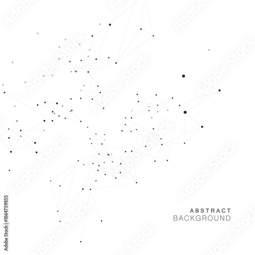 Abstract vector background featuring swirling network interconnected black dots and lines forming geometric patterns