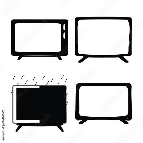 Hand drawn vintage television set vector illustrations collection Vector