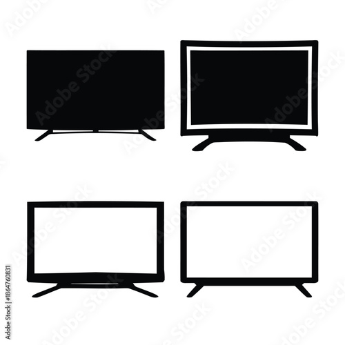 Television screen icon set with diverse display screens vector Vector