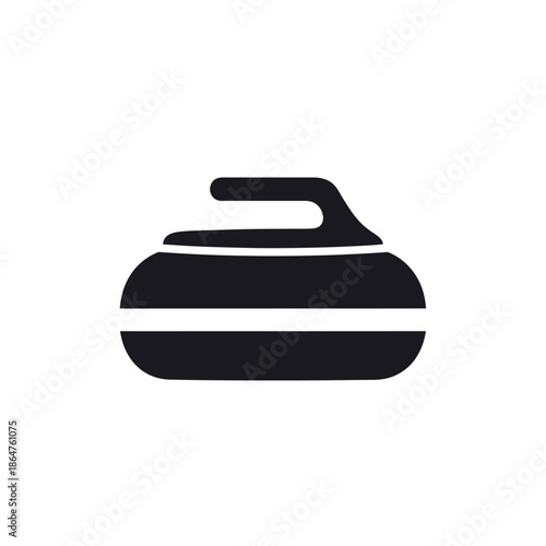 Black curling stone sports equipment.