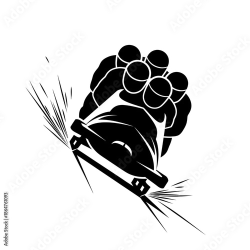 Black fist holding bolt cutter.