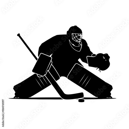 Hockey Goalie in Action Stance.