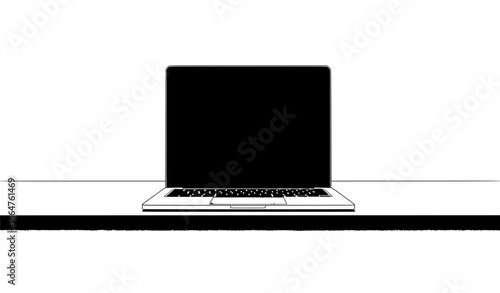 Minimal Laptop on White Desk Vector Illustration Top-Down View