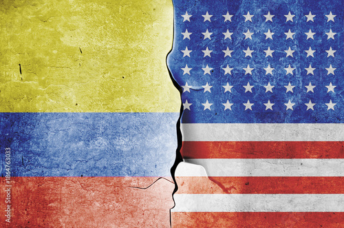 flag of the United States of America and the flag of Colombia on the wall