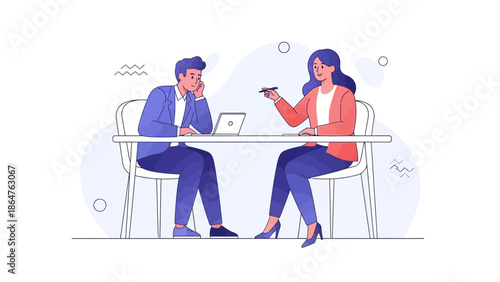 Professional Business Meeting with Two Colleagues Discussing Project or Strategy in a Modern