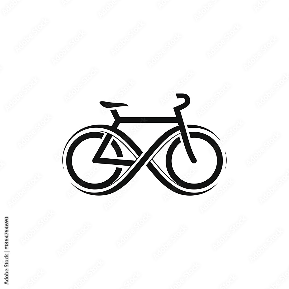 Fototapeta premium Creative infinity symbol bicycle logo design for sustainable transportation and cycling enthusiasts