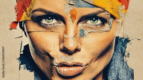 NFT cover: green-eyed purple-pink brush & particle glow, abstract depth, exclusive license, metaverse or digital wallpaper