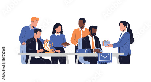 Corporate Team Ramadan Flat Vector Illustration