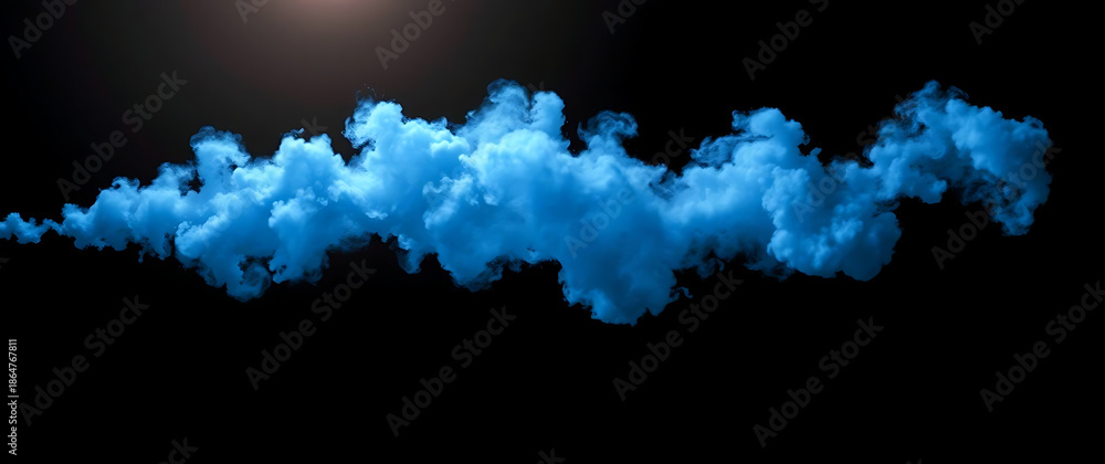 Obraz premium Blue Smoke Cloud on Black Background.